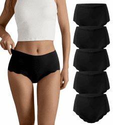 SHARICCA Nahtlos Slips Unterwäsche Damen Hohe Taille Bequeme Seamless Hipster Slips No Show Unterhosen Damen Panties Mehrpack Mehrfarbig-5p03-c M 🌸👙