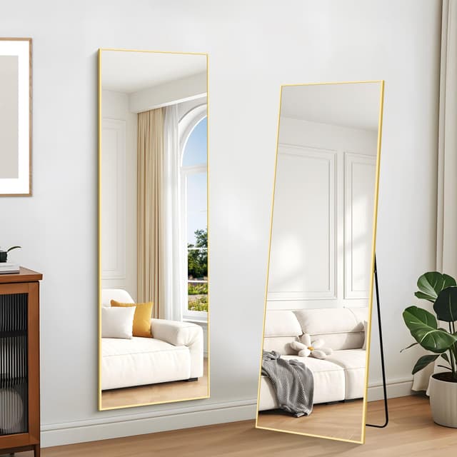 KOCUUY Rechteckig Ganzkörperspiegel 🪞 147 x 44 cm Gold Aluminium Rahmen