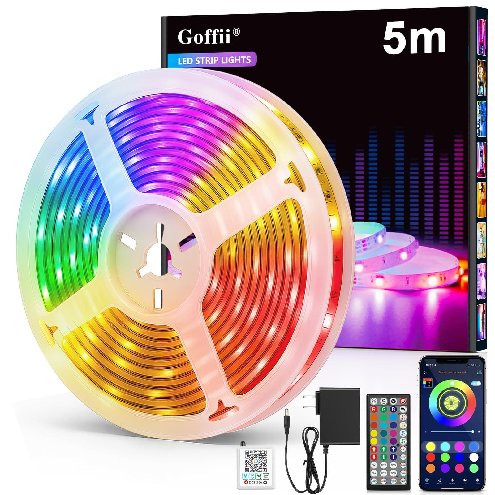 LED Strip 5m mit Musiksync und Timer-Einstellung 🎶🕰️
