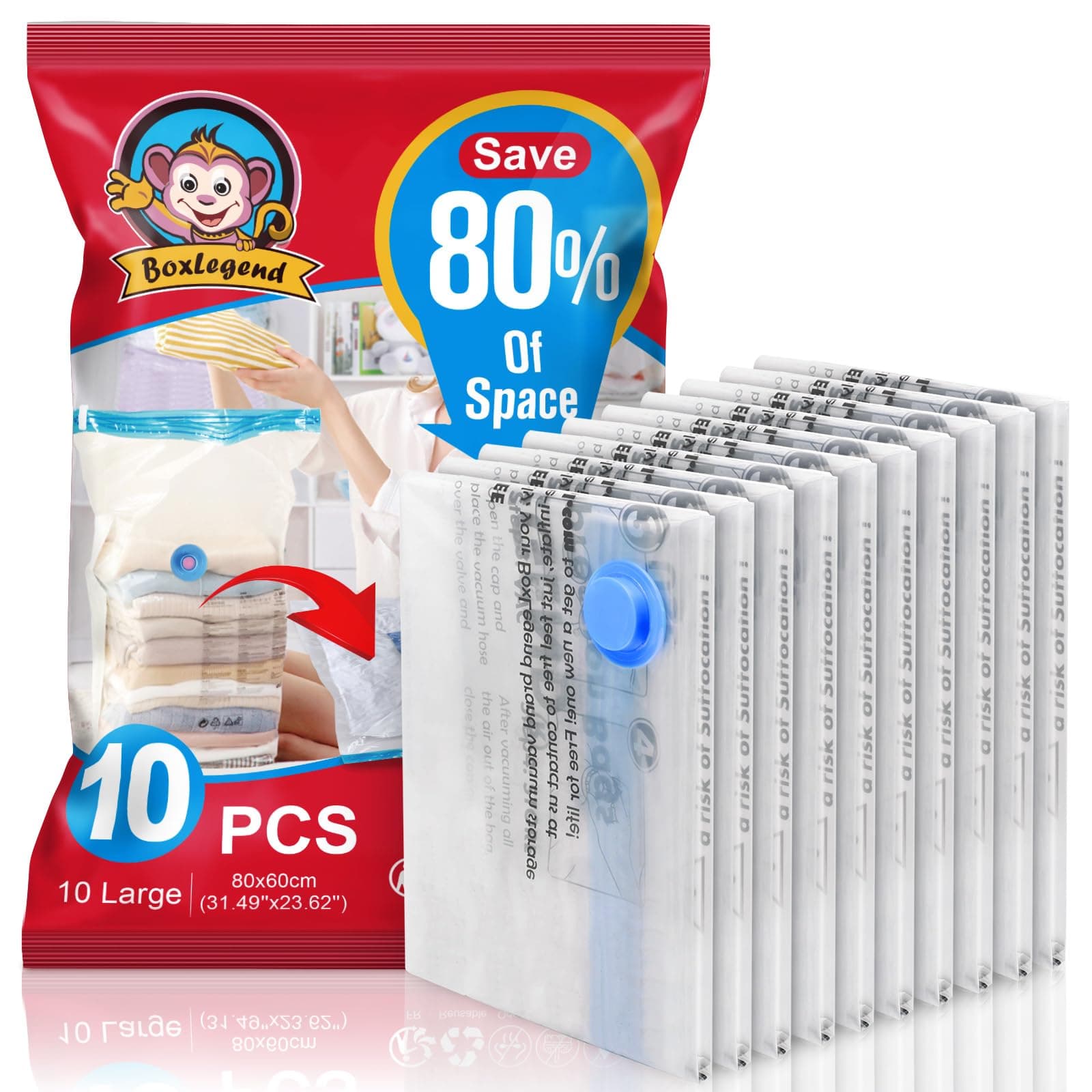 BoxLegend Vakuumbeutel Set - Platzsparende Aufbewahrung für Kleidung und Bettwäsche 🧳