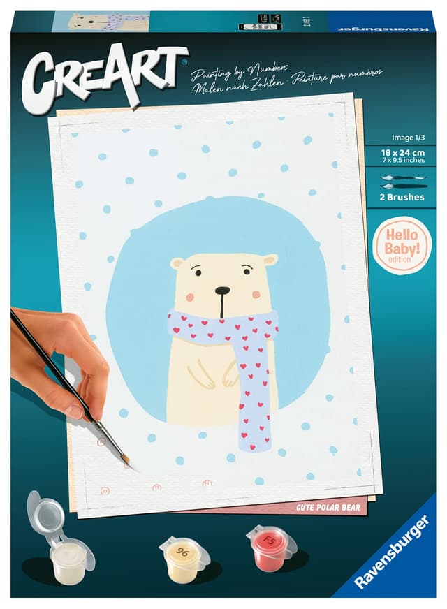 Ravensburger CreArt - Malen nach Zahlen 23652 - Hello Baby: Süßer Polarbär