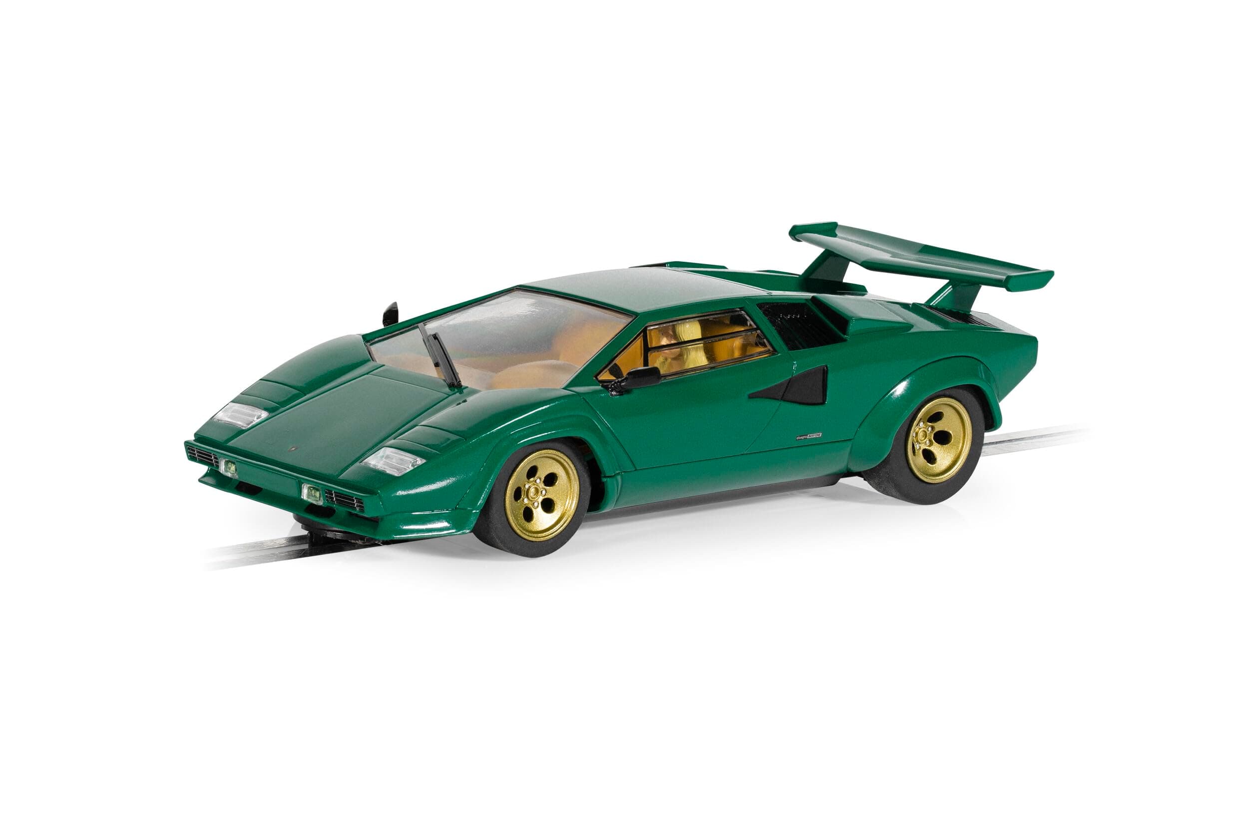 🚗🏁 Scalextric C4500 1:32 Lamborghini Countach Met. Green HD - Slotcar Deal!