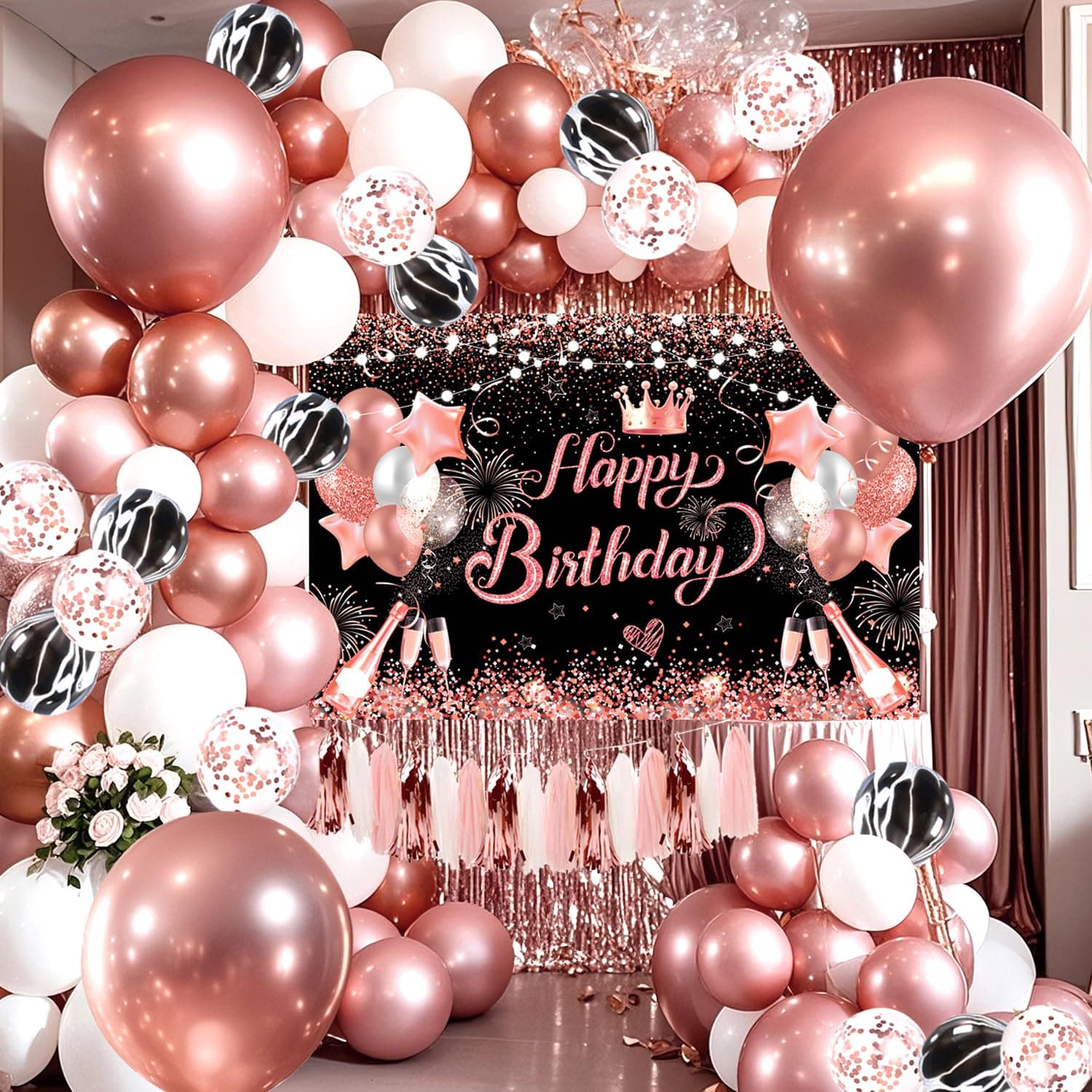 YinQin Rosé Gold Geburtstags Ballons Dekoration 🌟🎈🎉