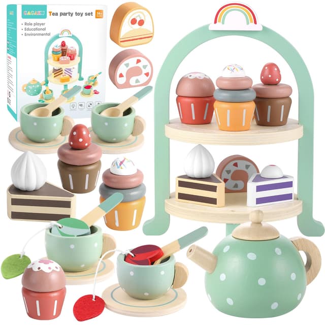 🧁🍵 GAGAKU Teeservice Kinder Teeset aus Holz - Tolles Geschenk für Kinder 🎁👦👧