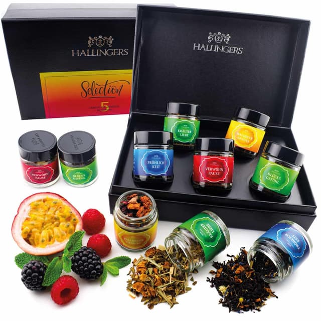 Hallingers Selection - 5 Sorten Tee Geschenkset mit Box 🍵🎁