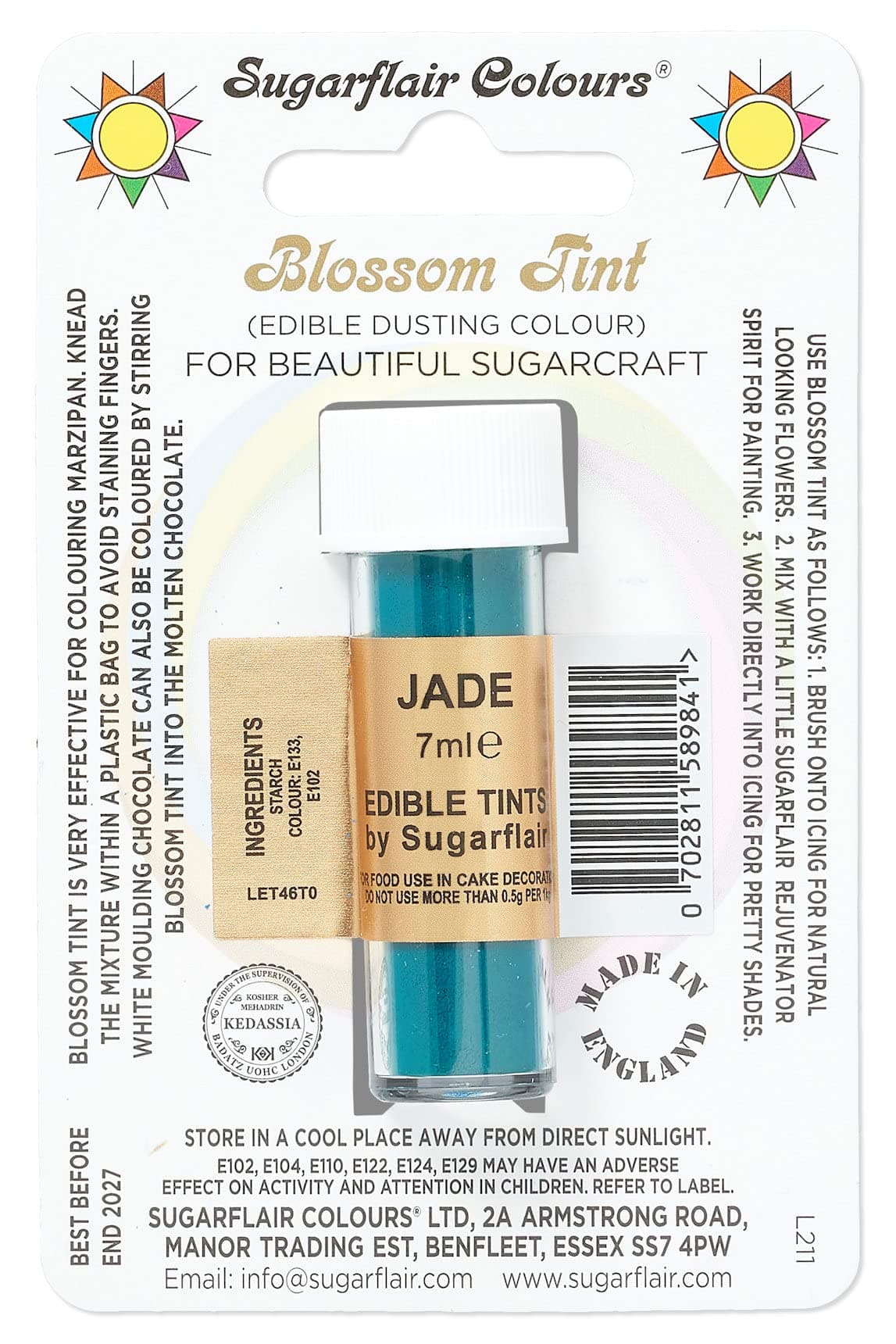 Sugarflair Blossom Tint Dusting Lebensmittelfarbe Pulver Jade - 7ml 🌸🎂🎨