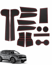 LANGBEAN Antirutschmatten für Kia Sportage NQ5 2025 2024 2023 2022, 13 Stück Gummimatten Schwarz & Rot