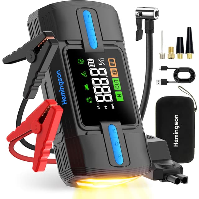 🚗 Starthilfe Powerbank mit 160PSI Kompressor 3000A Spitzenstrom Starter Powerbank für 12V Jump Starter