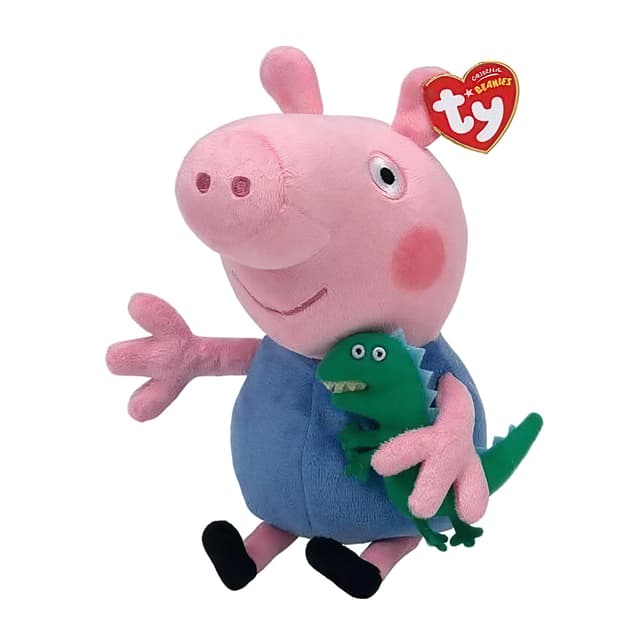 🧸🎁🐷 TY George Plüschtier 15CM - Weicher Teddy für Kinder - Rosa Stoffteddy - Sammlerstück