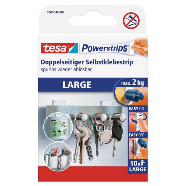 tesa Powerstrips Large - Doppelseitige Klebestreifen zum Fixieren von Gegenständen 🛠️🔩