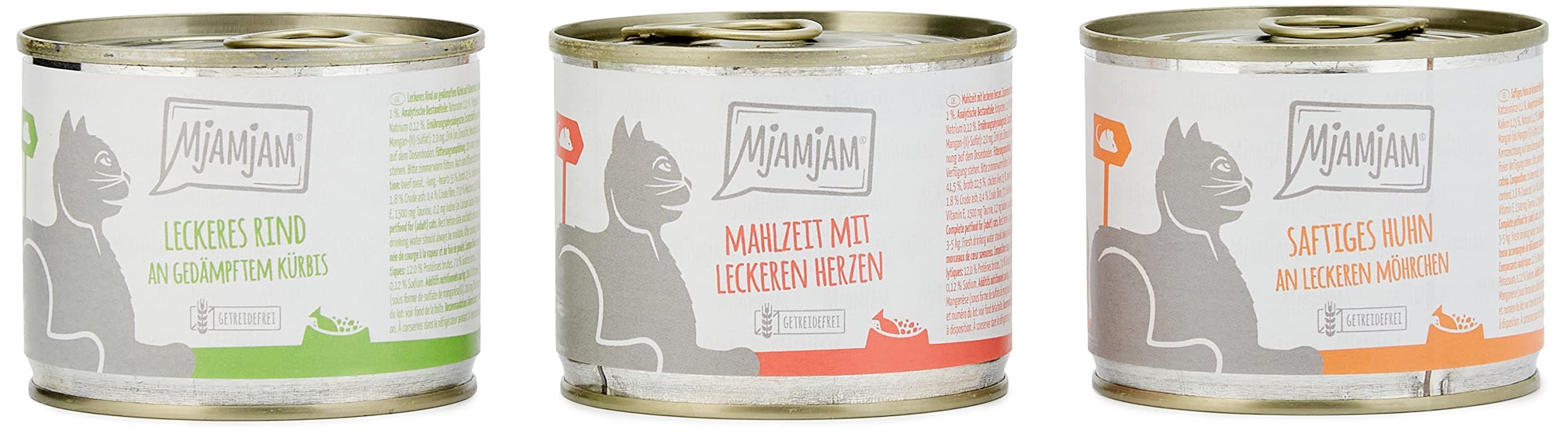 😺🍗🥩 MjAMjAM - Premium Nassfutter für Katzen - Mixpaket I - Huhn, Rind, Herzen, 6er Pack (6 x 200 g) 🥩🍗😺