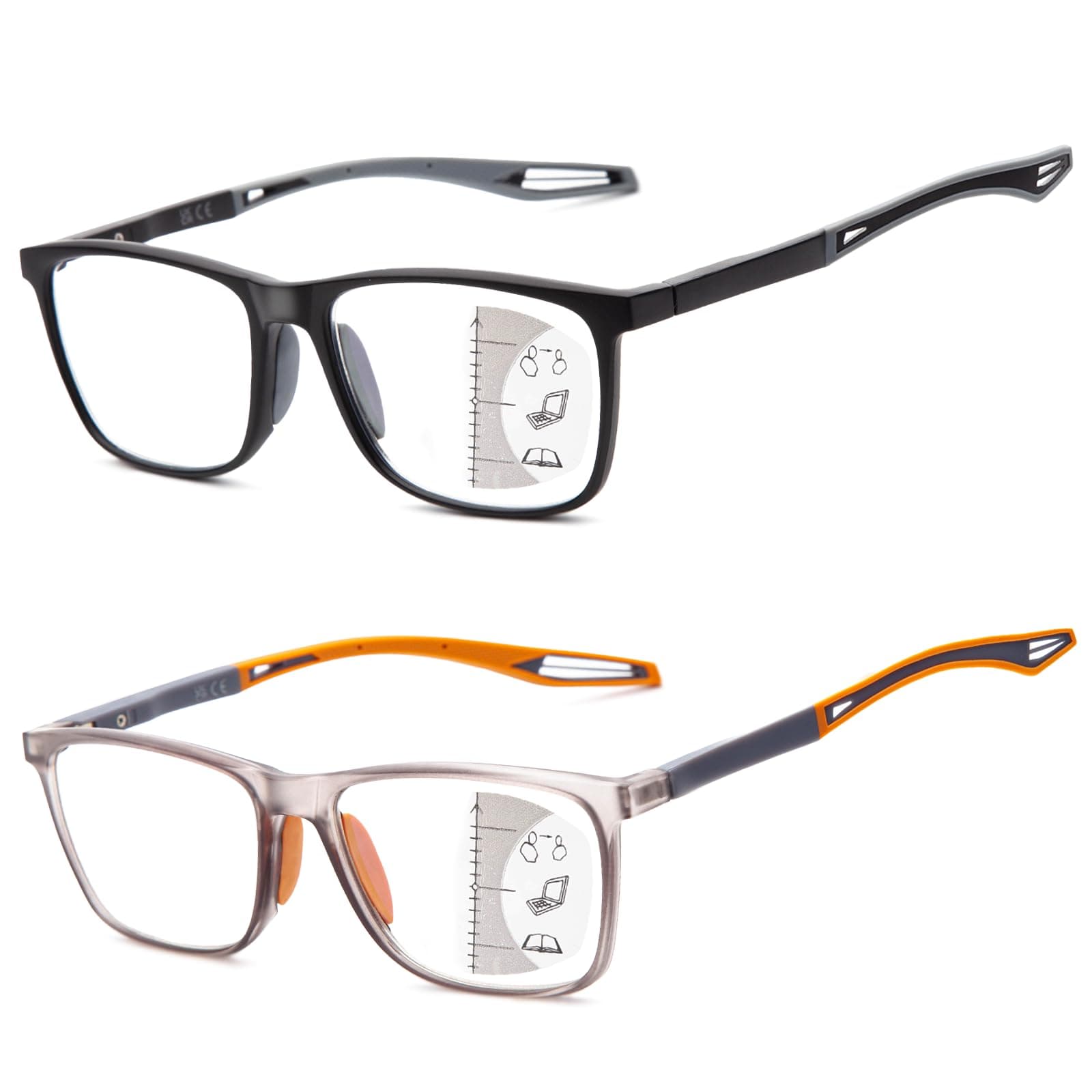 Amorays 2er Pack Gleitsichtbrille Progressive Multifokale Lesebrille 👓