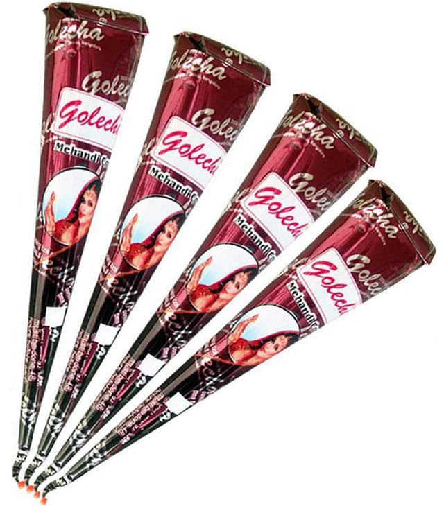 🌿🌺 Golecha 100% Natürliche Hennapaste, Kegel (Rotbraun), 4er-Pack (je 25 g) 🌺🌿