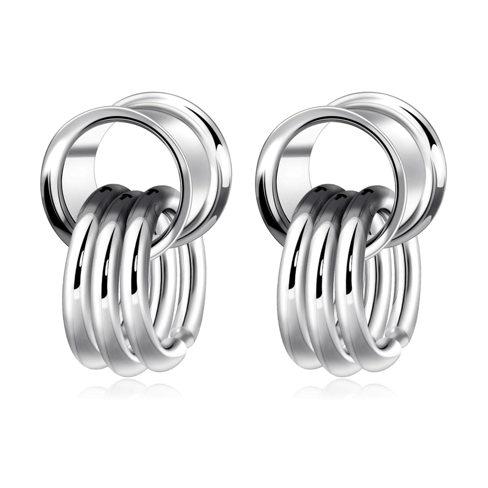 Longbeauty 1 Paar Ohr Tunnel Plug aus Edelstahl 👂💍🌟 | 12mm | 3 Ringe