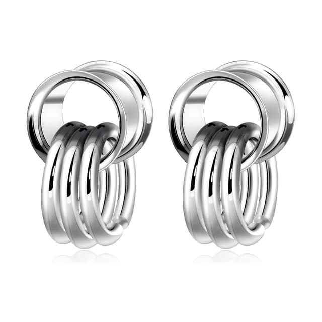 Longbeauty 1 Paar Ohr Tunnel Plug aus Edelstahl 👂💍🌟 | 12mm | 3 Ringe