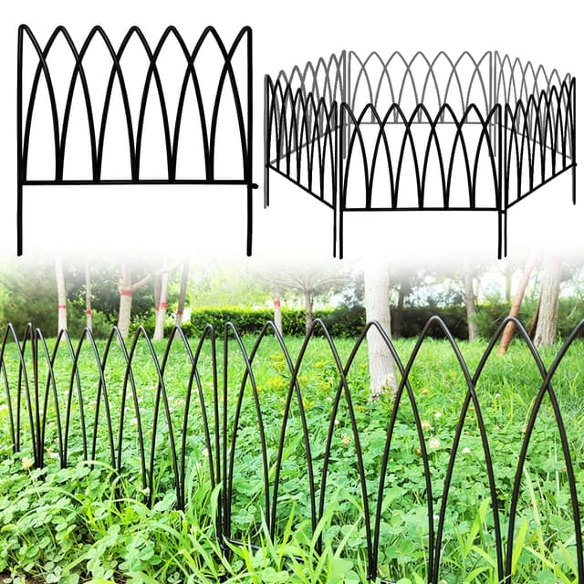 Thealyn Dekorative Metall Gartenzaun 45cm (H) x 2.25m (L) 🌻 Metall Grenze Folding Fence No Dig Fence Landschaft Zaun für Blumenbeet, Hof, Tier Barriere