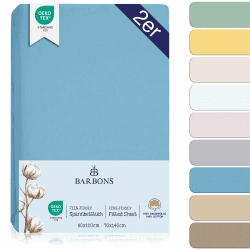 BARBONS Spannbettlaken für Baby/Kinderbett - 100% Jersey-Baumwolle Oeko-TEX Standard 100 Zertifiziert