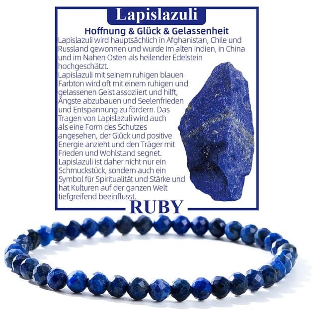 RUBY Perlenarmband Damen - Hochwertiges 4mm Edelstein Armband aus Natursteinen