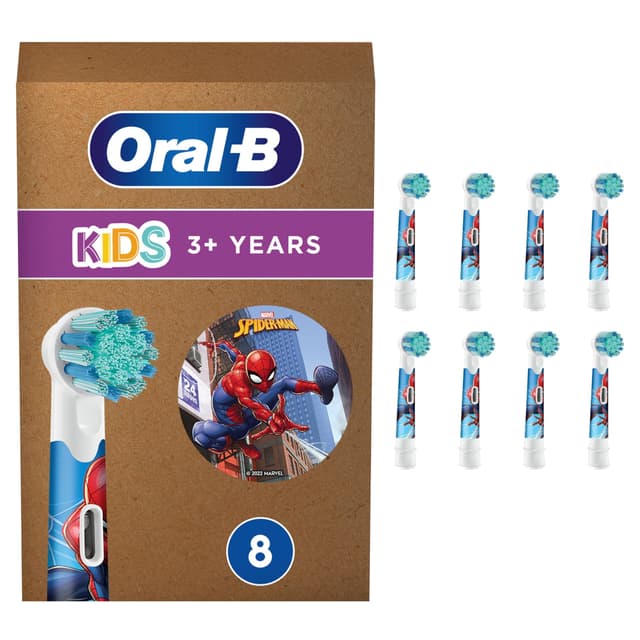 🦷 Oral-B Kids Spiderman Aufsteckbürsten - 8 Stück - Speziell für Kinder ab 3 Jahren 🕷️
