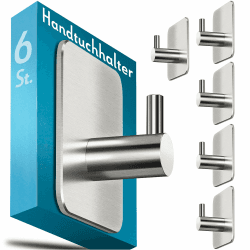 Angebot: Menz Handtuchhalter ohne Bohren, 6 Stück - Edelstahl Badezimmer Handtuchhalter Angebot bei HelloDeals