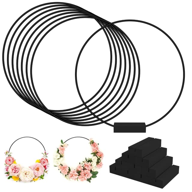 🎨 10 Stück 20cm Metallringe zum Basteln,Schwarz Metall Deko Ringe mit Fuß