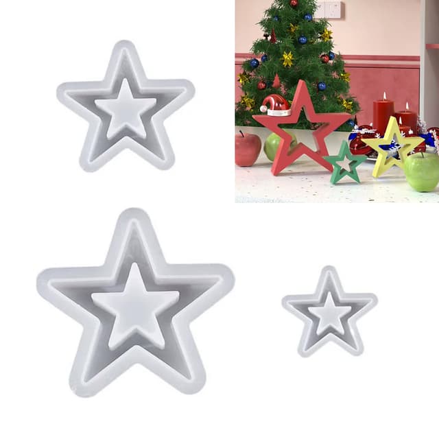 🌟 3 Stück Sterne Silikonform Weihnachten - Star Christmas Silicone Mold 🌟
