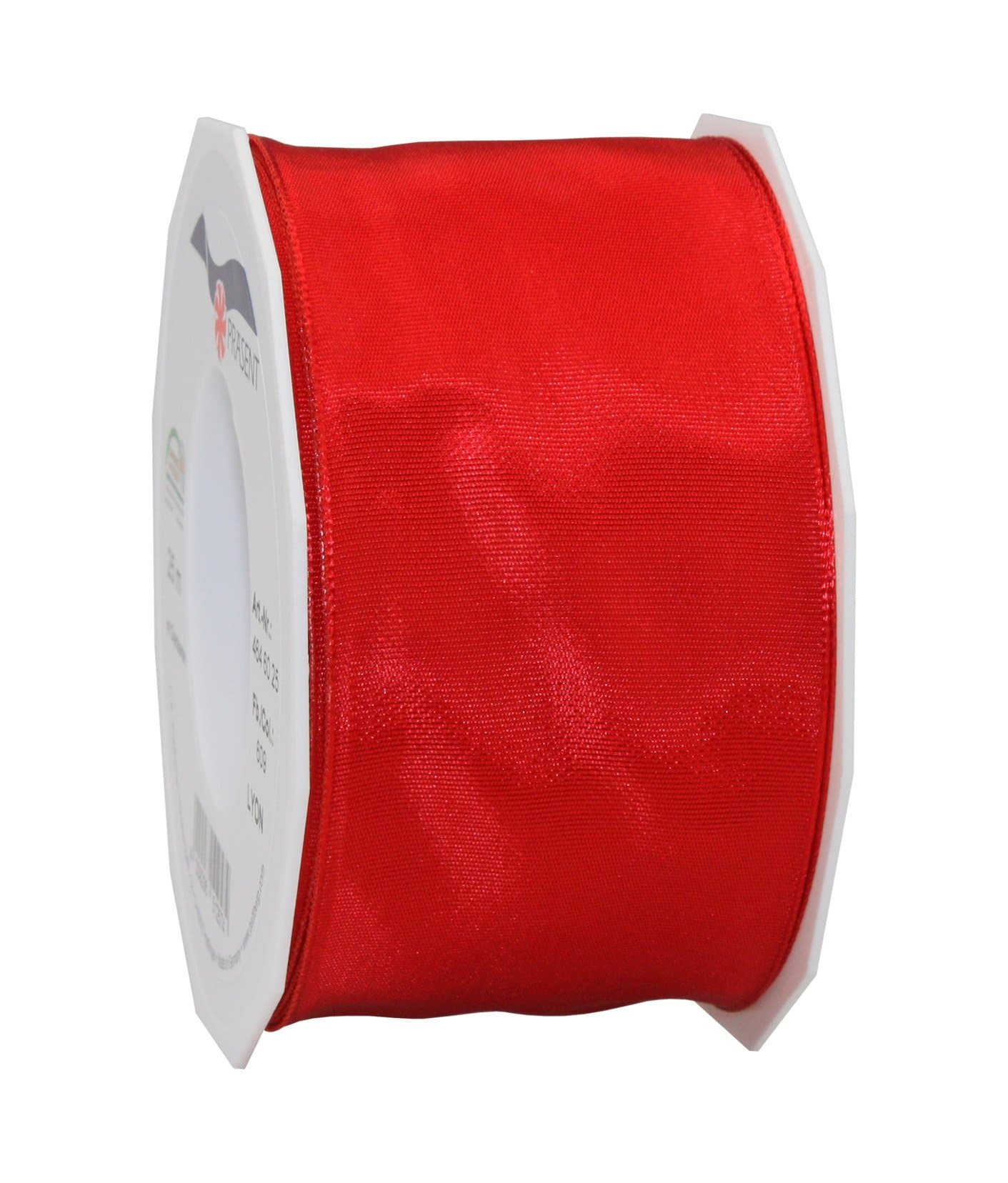 🎁 Präsent Lyon Band mit Drahtkante rot, 25 m Dekoband zum Verzieren & Basteln, 60 mm Breite