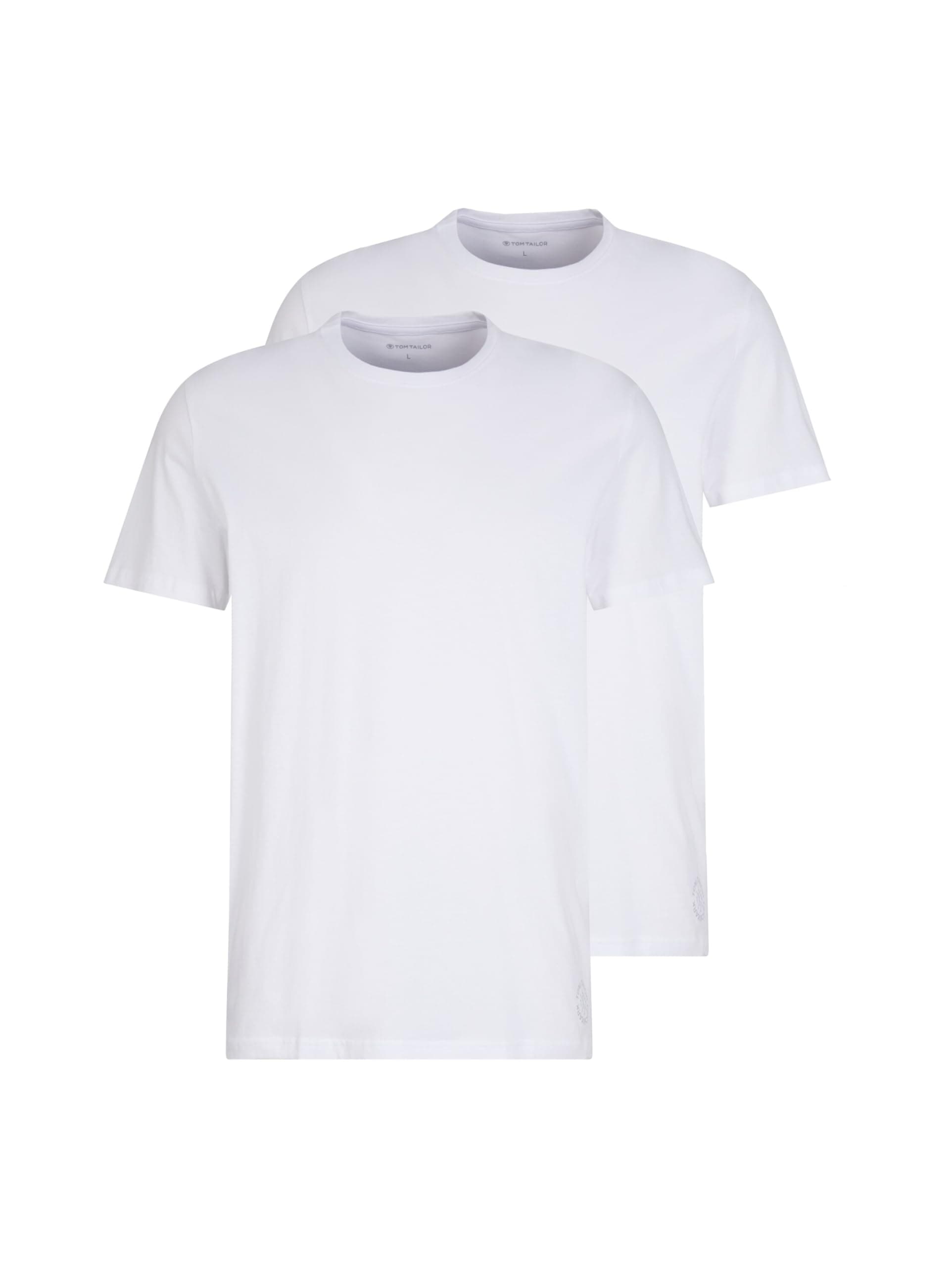 👕🛍️ TOM TAILOR Herren Crewneck T-Shirt im Doppelpack (2er Pack) L 20000 - Weiß - Angebot!