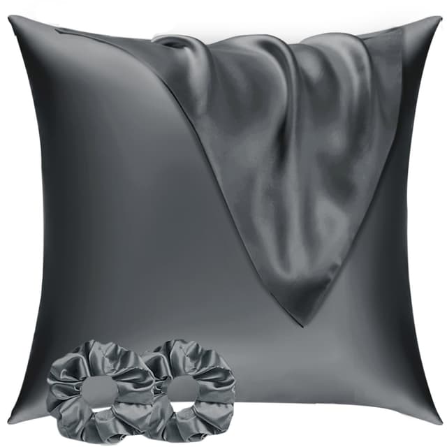 Luxuriöser Satin Kissenbezug 80x80 2er Set & 2 Haargummis