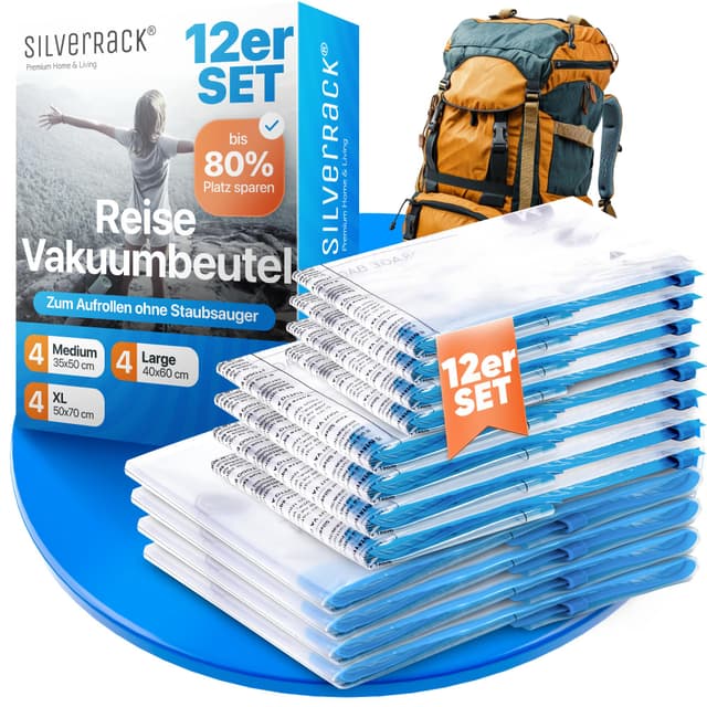 SilverRack Vakuumbeutel Reise zum Rollen [12 Stück] - 75% Platzersparnis!