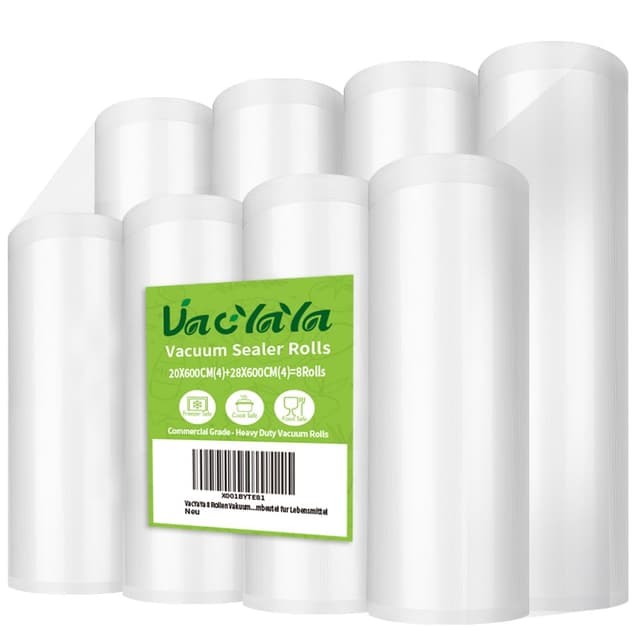 🌿 VacYaYa 8 Folienrollen für Lebensmittel 🌿 BPA-Frei Vakuumierbeutel Sous Vide Beutel