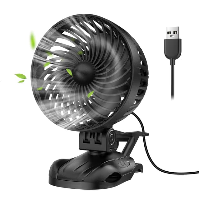 🌬️🖤 OUILA Mini USB Ventilator - 9 Geschwindigkeiten - 360° Drehung - Schwarz