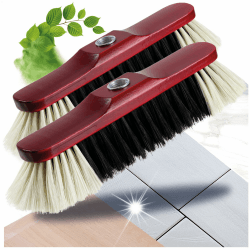 🧹🌟 Super Angebot! com-four® 2X Zimmerbesen ohne Stiel - Rosshaarbesen aus Buchenholz 🌟🧹