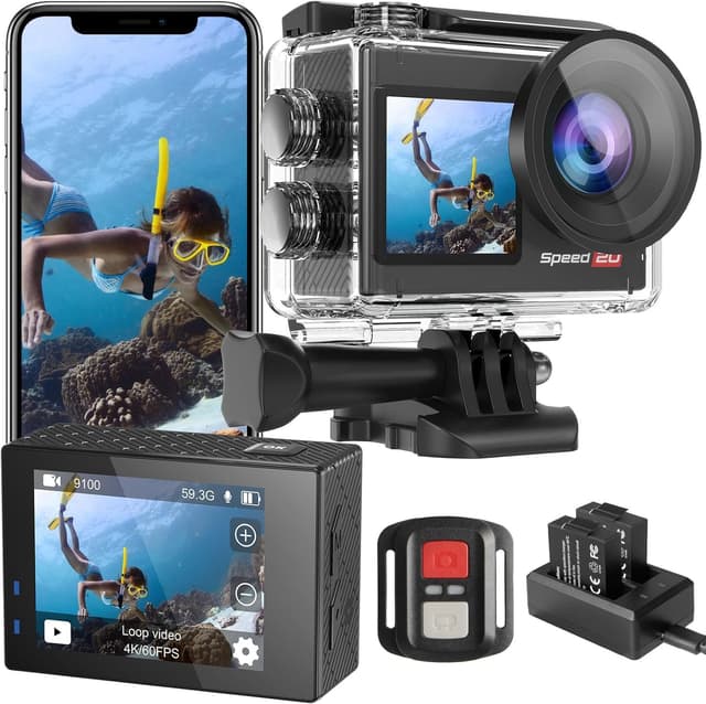 📸🌊🔋 Hiicam Speed 20 Action Cam 4K60FPS 40MP WiFi Unterwasserkamera 40M Wasserdicht Ultra HD Touchscreen Actioncam 170° Ultra-Weitwinkel