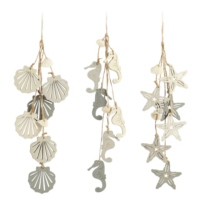 🌊🐚 com-four® 3X Hängedeko Maritim - Meeres-Dekoration zum Aufhängen 🐠🌟