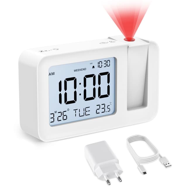 🕰️ CHEREEKI Projektionswecker mit Innentemperatur | 9 Minuten Schlummerfunktion
