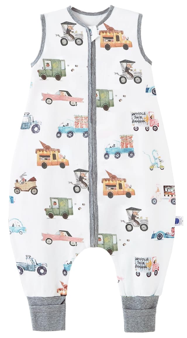 🌟 Chilsuessy Baby Sommerschlafsack mit Füßen 0.5 Tog Bunte Autos 80cm 🚗