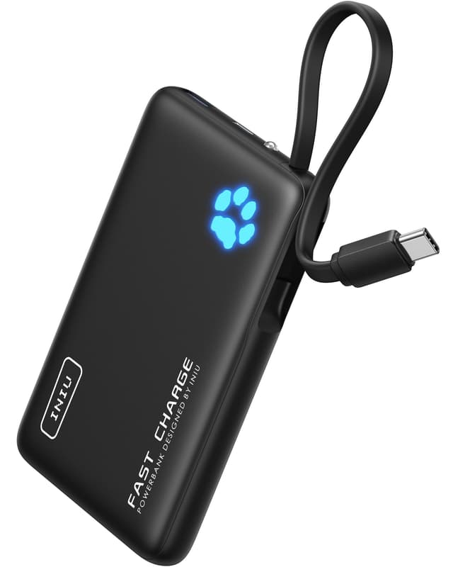 🔋 INIU 45W Power Bank, 10000mAh PowerBank mit Integriertem USB-C Kabel! 📱