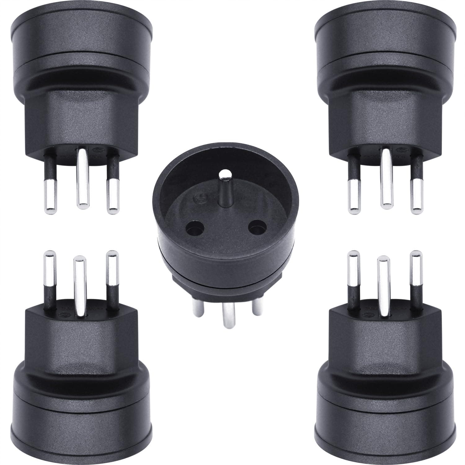 🔌🇪🇺🇨🇭 Adapterstecker Deal: 2-poliger DE/FR/IT/ES Stecker auf CH 3-polige Steckdose (5 Stück Schwarz)