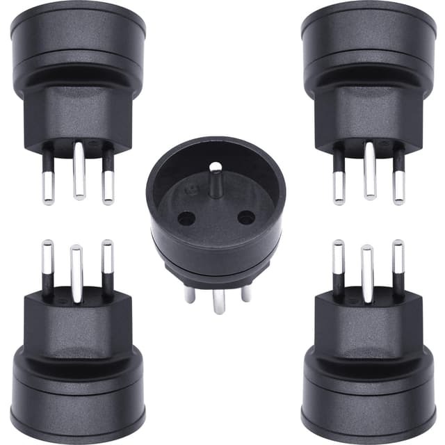 🔌🇪🇺🇨🇭 Adapterstecker Deal: 2-poliger DE/FR/IT/ES Stecker auf CH 3-polige Steckdose (5 Stück Schwarz)