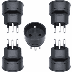 🔌🇪🇺🇨🇭 Adapterstecker Deal: 2-poliger DE/FR/IT/ES Stecker auf CH 3-polige Steckdose (5 Stück Schwarz)