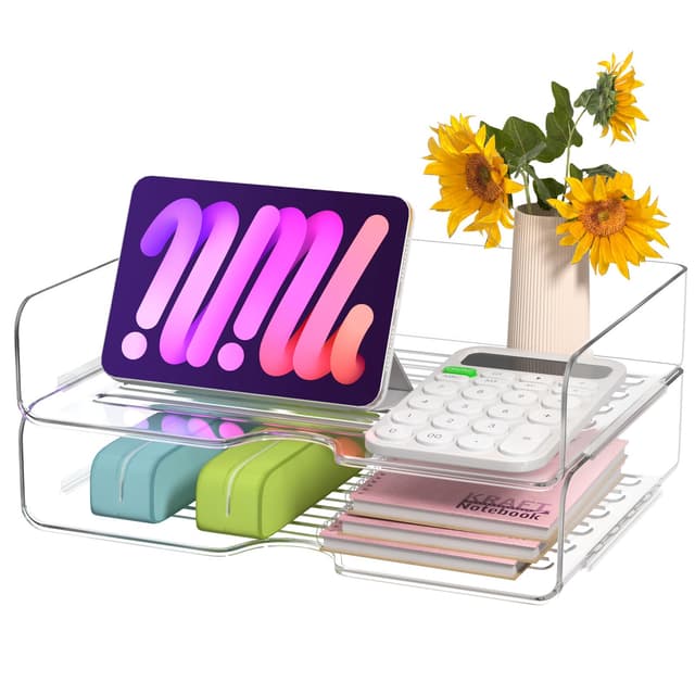📁📚 2er-Pack Acryl Briefablage in Premium-Qualität | Stapelbare Ablagefächer A4