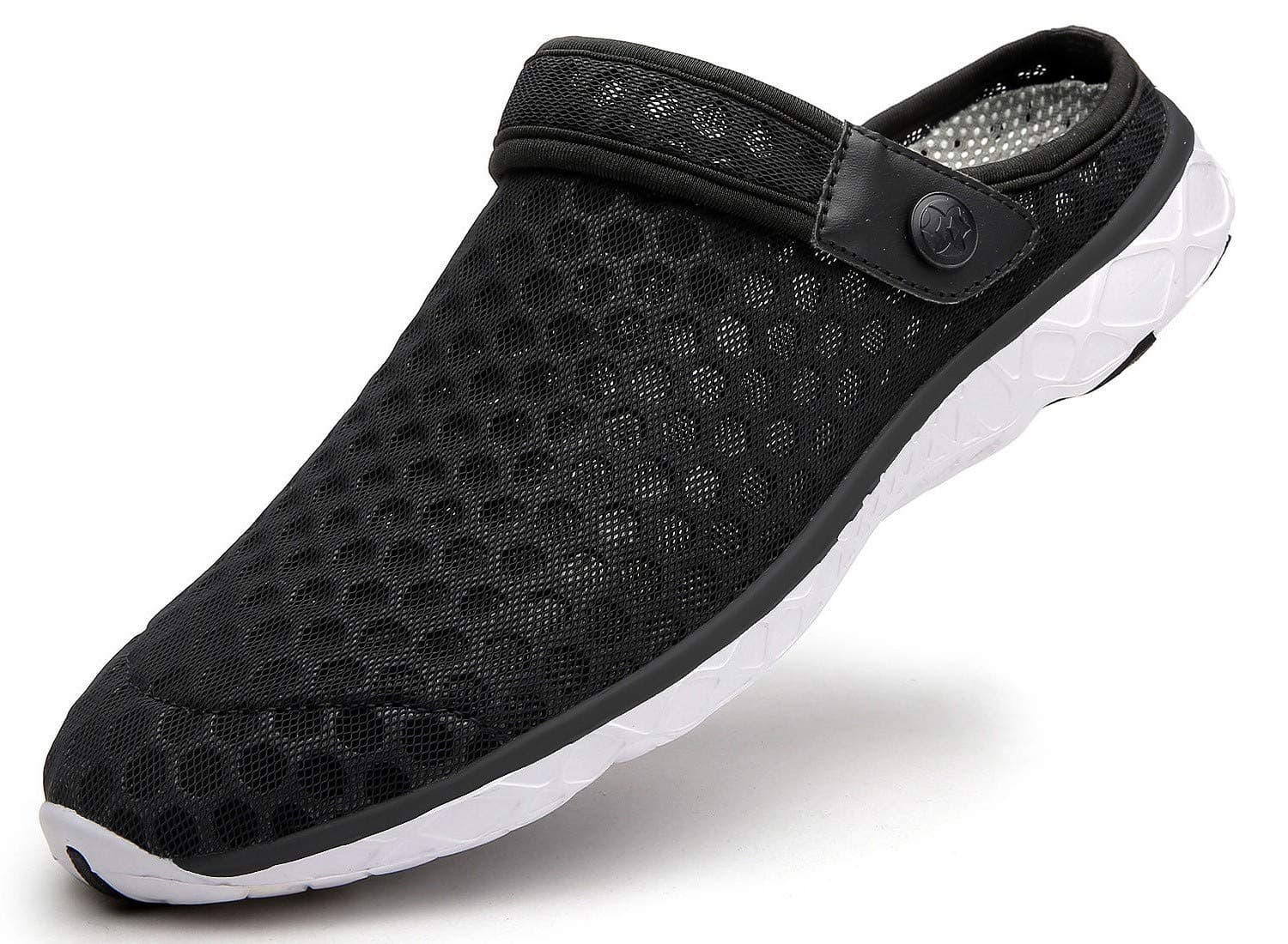 🌞 Damen Herren Clogs Hausschuhe Gartenschuhe Sommer Badelatschen Strand Schuhe Sandalen Pantoletten 42 EU E Schwarz Weiß - Sonderangebot!