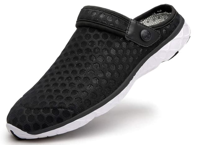 🌞 Damen Herren Clogs Hausschuhe Gartenschuhe Sommer Badelatschen Strand Schuhe Sandalen Pantoletten 42 EU E Schwarz Weiß - Sonderangebot!