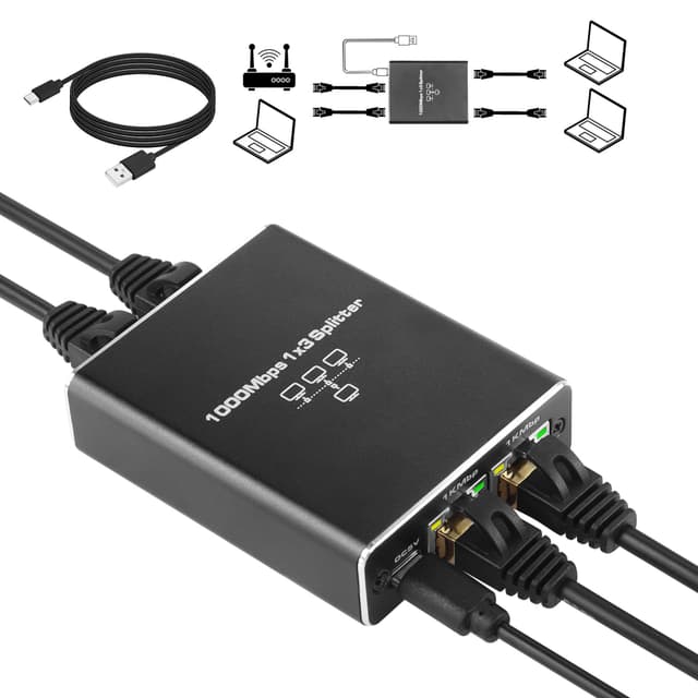 🌐🔌 SinLoon LAN Splitter 1 bis 3, 1000/100 Mbit/s Ethernet-Switch 🚀
