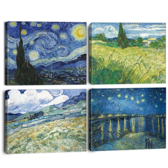 🎨 BINCUE 4PCS Vincent Van Gogh Deko Sternennacht Wandkunst 🖼️