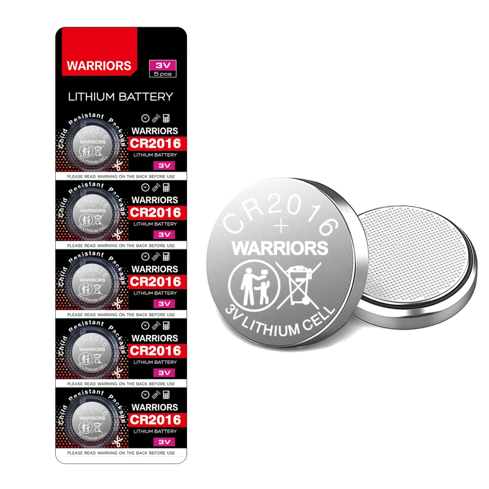 🔋 Warriors 5X 2016 Batterie Knopfzellen CR2016 Batterien 3V 🛡️