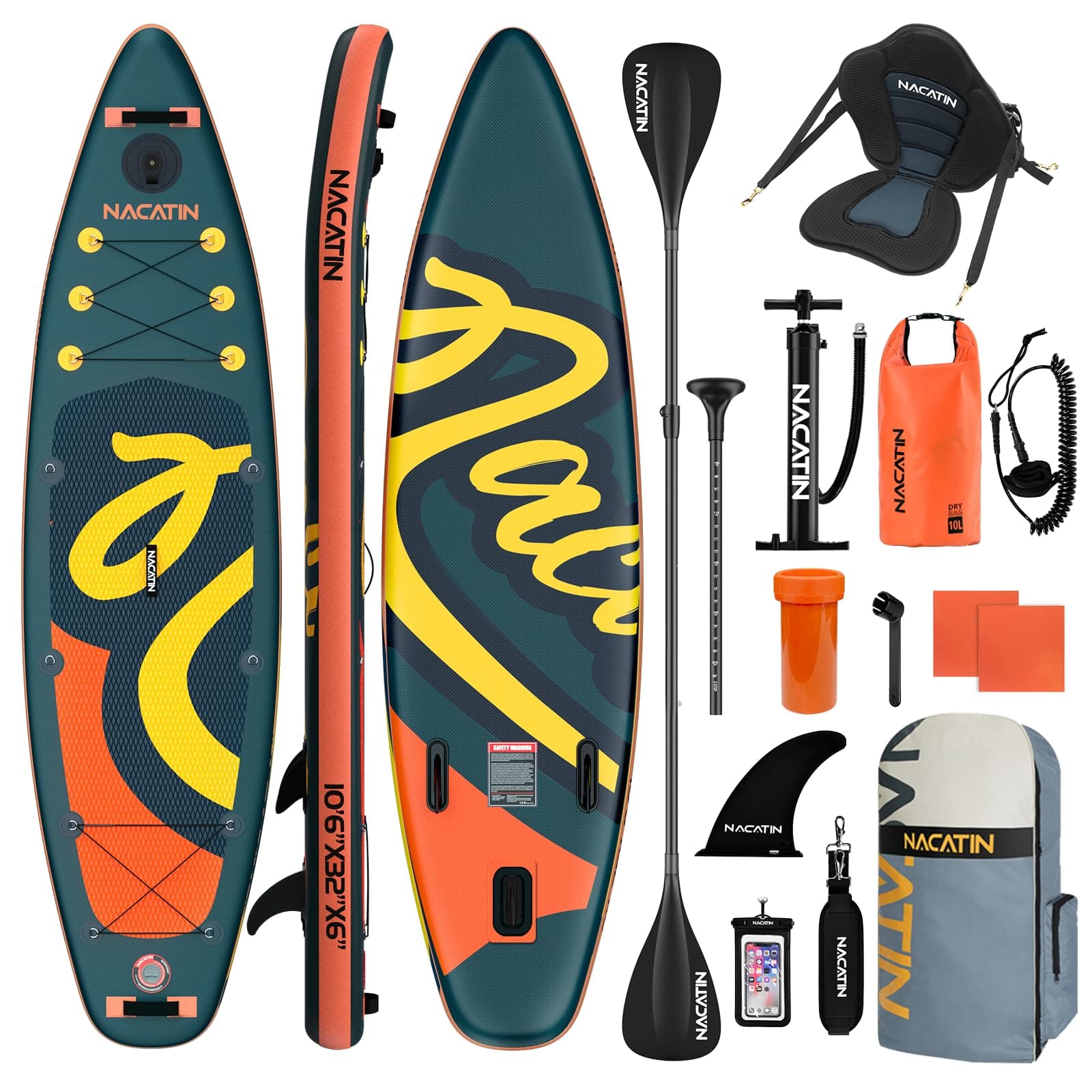 10'6" Aufblasbares Stand-Up-Paddle-Board mit Kajak-Umrüstsatz - SUP-Set für Erwachsene 🏄‍♂️🚣‍♂️