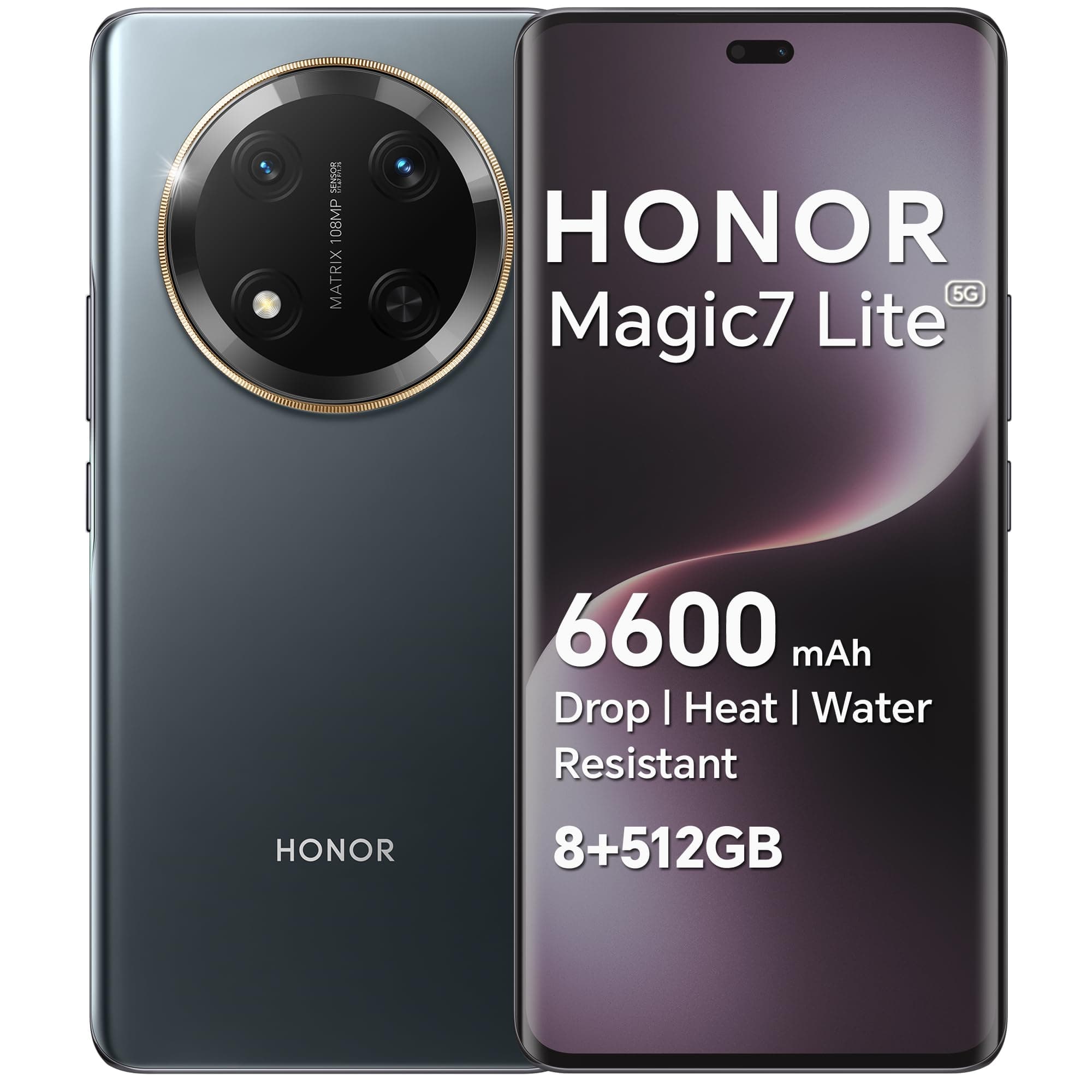 📱 HONOR Magic7 Lite Smartphone 5G ohne Vertrag, Dual SIM NFC Android Handy (512G ROM/8G RAM,6600 mAh,108MP,Sturz-/Wasser-/Hitzebeständig,Al Intelligent, 6,78 Zoll AMOLED Display),Titanium Schwarz 8G+512G