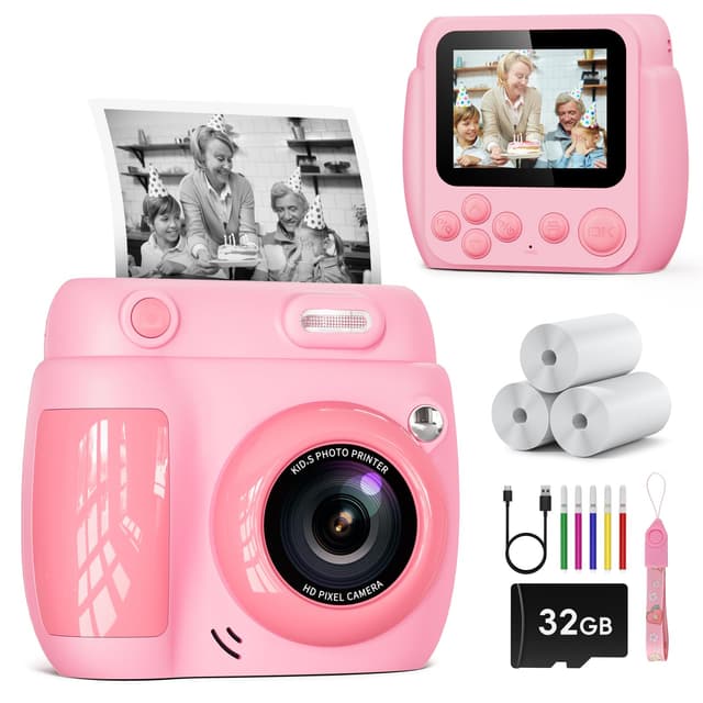 Kinder Sofortbildkamera SET - LETSHAHA 1080P 20MP 2.4 Zoll Bildschirm - Rosa 📸🎁